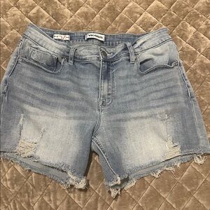 Vigoss Light Blue Frayed Denim Shorts